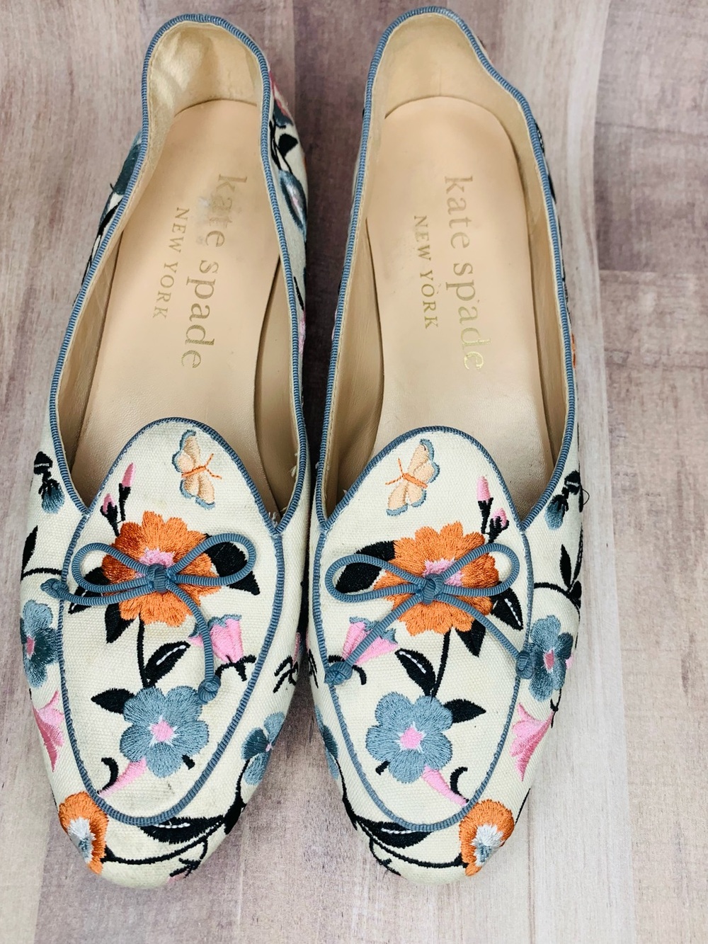 kate spade devi loafers White Floral Embroidered Loafers flats shoes sz 10B - Picture 9 of 13